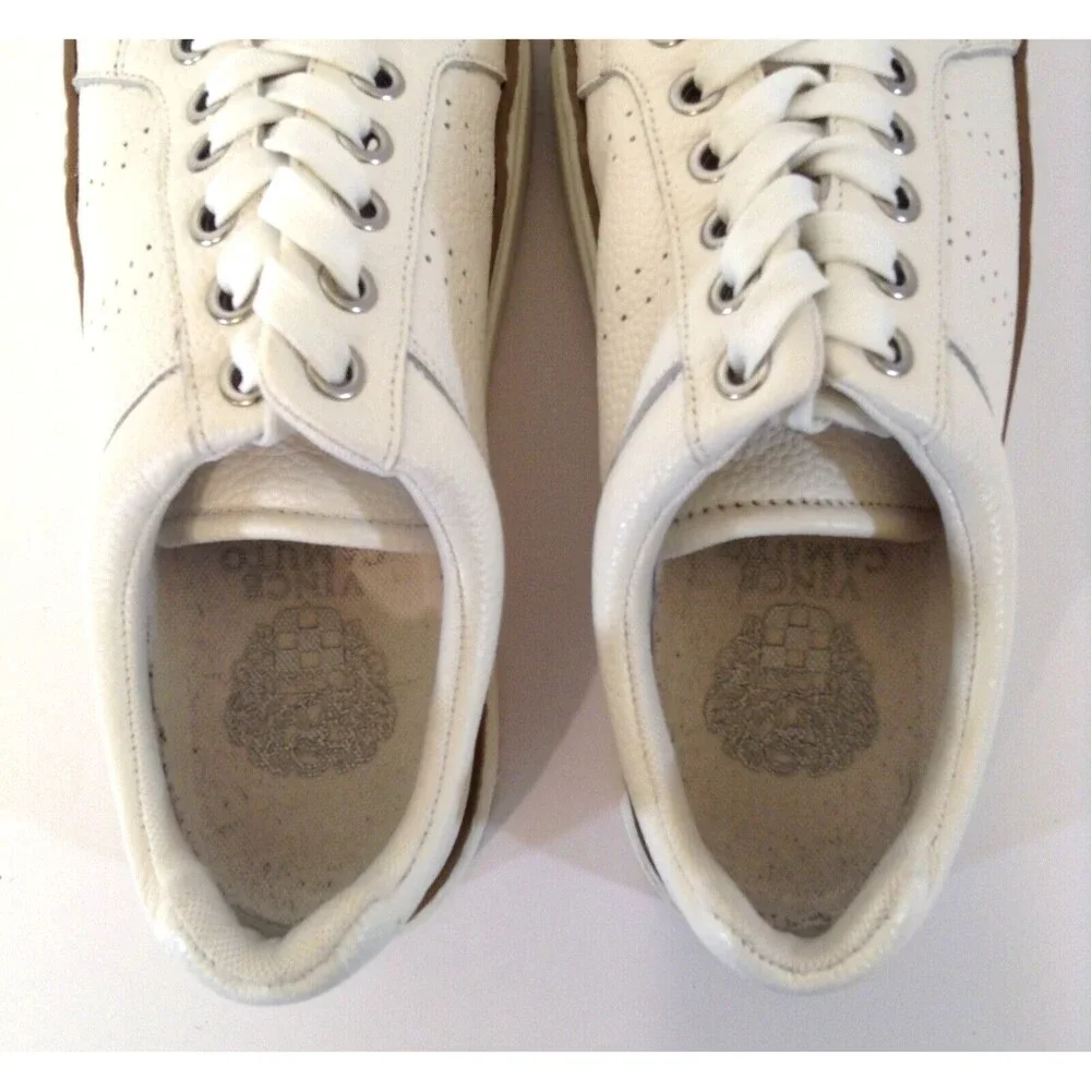 Vince Camuto Sneakers Wn 6.5 Rezelli White Leather Comfort Platform Shoes Preppy